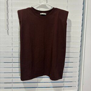 Zara shoulder pad t-shirt, burgundy